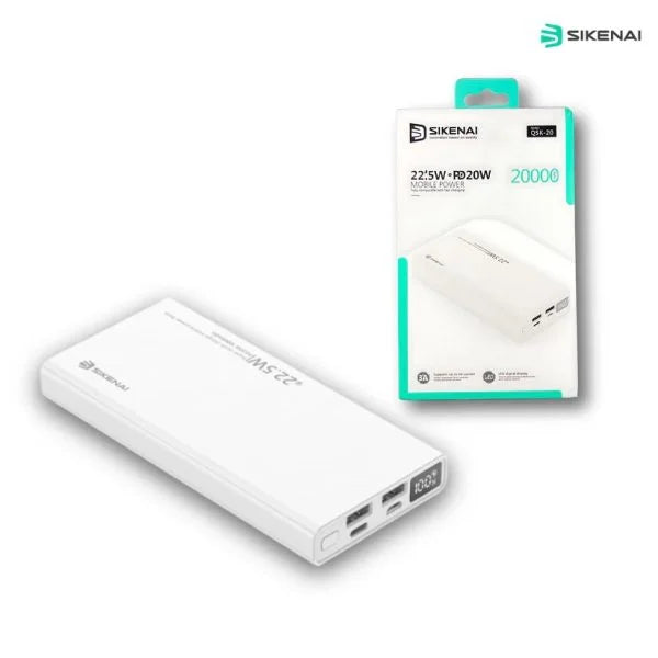 PD 22.5W+ 20W White Power Bank QSK-20 PK Tech