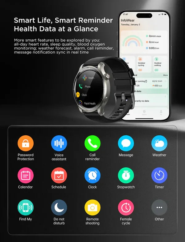 Venture Series Amoled Smart Watch  JR-FV1 (Make/Answer Call) PK Tech
