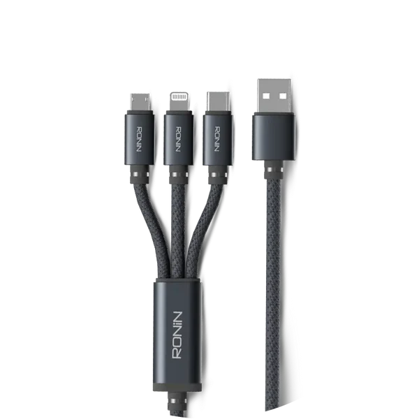 SMASH | R-2015 - 3 in 1 Cable ( TYPE C-Android-iOS 2.4Amp Braided Shield Cable ) PK Tech