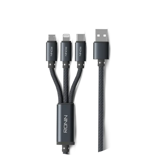 SMASH | R-2015 - 3 in 1 Cable ( TYPE C-Android-iOS 2.4Amp Braided Shield Cable ) PK Tech