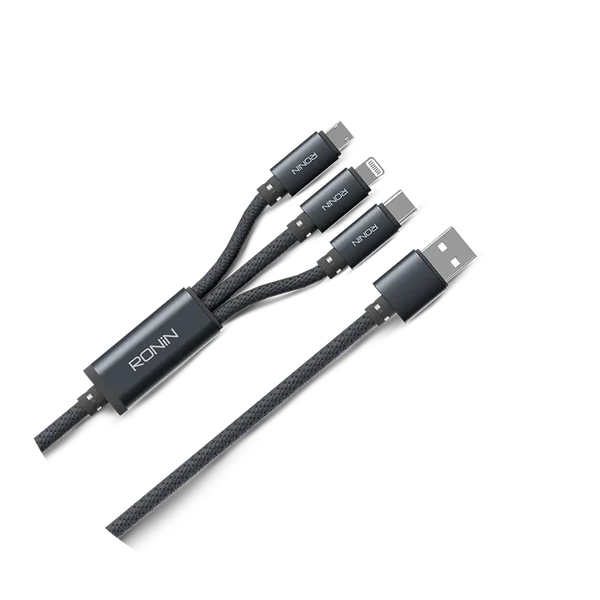 SMASH | R-2015 - 3 in 1 Cable ( TYPE C-Android-iOS 2.4Amp Braided Shield Cable ) PK Tech