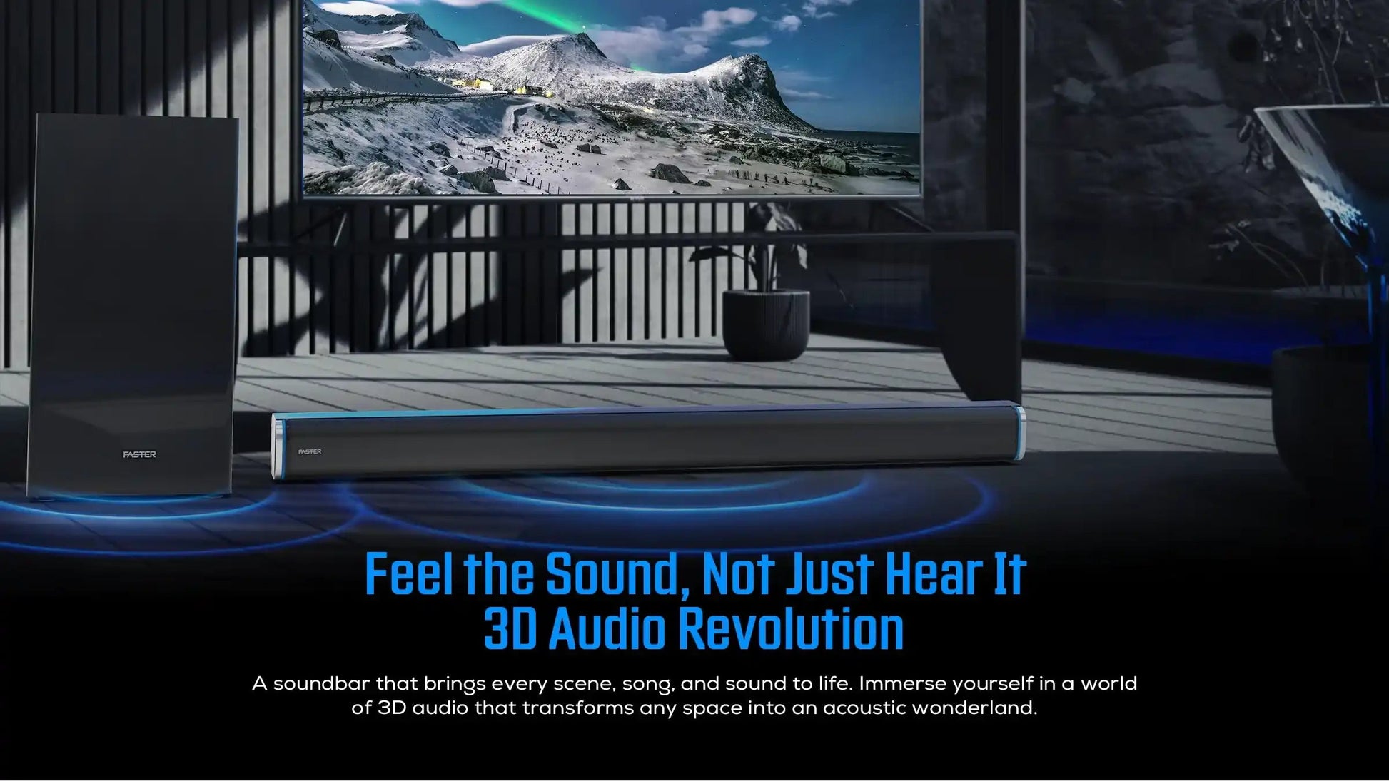Faster Theater Pro Soundbar – 160W RGB T3000 PK Tech